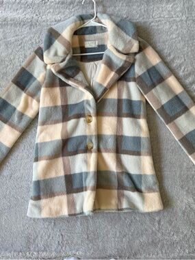 Z Supply Plaid Fuzzy Button-Up Coat in Cream, Gray & Brown Tones